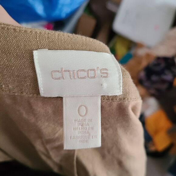 Chicos Buttered Rum Diamond Artisan Beaded Boho Fringed Linen Blend Jacket sz S - Picture 8 of 9